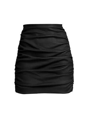 LaQuan Smith Leather Black Ruched Mini Skirt Size XS NWT